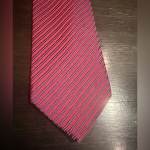 Charvet Dark Red/Burgundy with Blue-Gray Striped Silk Tie EXCELLENT CONDITION
